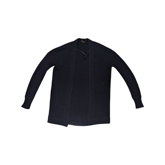 Ted Baker Cashmere Wool Open Knit Cardigan Sweater Womens XSmall Chunky Black - Picture 1 of 6